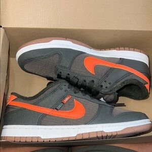 Nike Men's Dark Olive and Sequoia Orange Dunk Low Retro Sneakers - WORN ONCE